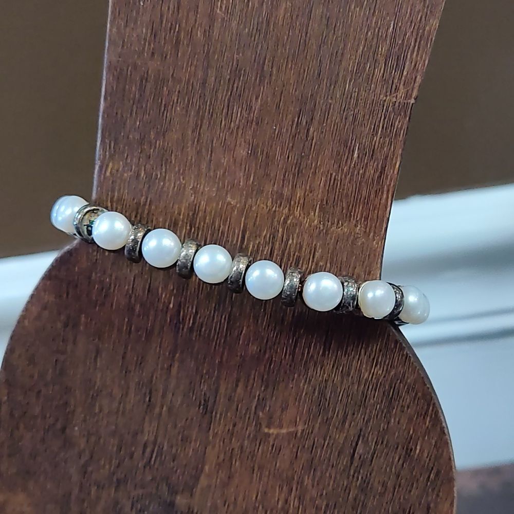 Vintage Silver & Pearl Bracelet